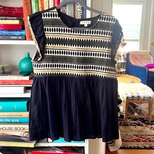 Anthropology THML embroidered cotton top.